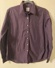 Womens Brooks Brothers Purple Mauve 7-Button Button Front Blouse Size Large