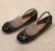 Etienne Aigner Snakeskin Print Zeem Leather Flats Size 7.5