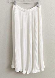 Greylin Pleated White Midi Dress Small