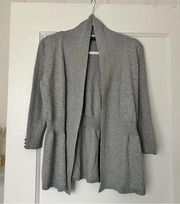 89th & Madison Gray Open Knit Button Detail Cardigan Size Small EUC