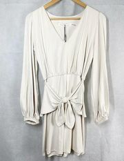 Susana Monaco Tie Panel Gathered Sleeve Dress Cream Size Small