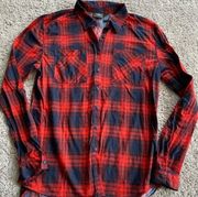 Daytrip women’s small red / blue plaid long sleeve button down top