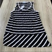 Sunday Dressbarn dress barn black white striped tank top shirt