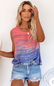 NEW  Sunset Soirée Frayed Ombré Tank