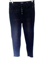 JUDY BLUE Skinny Fit Button Fly Womens Jeans Sz 13/31 Black Stretch High Rise