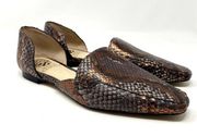 Brown Copper Snakeskin Print Kordie D'orsay Leather Loafers 6.5
