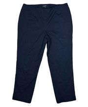 NY Size 12 Lexington Ankle Pants Side Zip Cropped Navy Blue Office