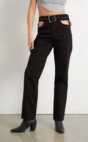 WeWoreWhat Black Cutout Straight Leg Jeans Belted Size 26