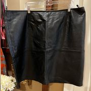 Newport News Black Genuine Leather Skirt Plus 22W