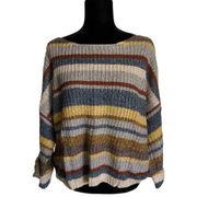 By Together Womens Sweater Size Small Medium Striped Knit Pullover Cropped NEW