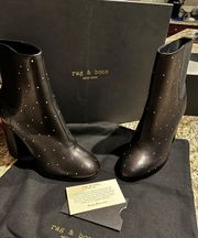 NWT Rag & Bone Agnes Black Studded Leather Boots