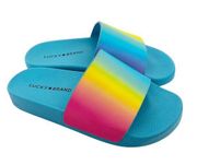 Lucky Brand  Parker Rainbow Ombre Slides Sz 6