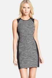 Color Block Ponte Tweed Shift Sheath Dress Mini Above The Knee S