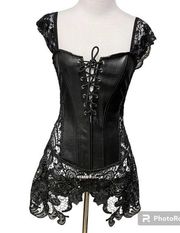 Dreamgirl Black Corset Size 32 Small Lace Top Steampunk Goth Sexy Pirate Dress