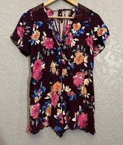 Burgundy Floral Romper