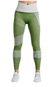 Asics Obi wrap seamless high waist compression leggings gym cedar green, Size S