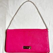 Betsey Johnson Pink Leather Clutch/Crossbody Bag