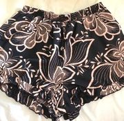 Black And Cream Patterned Slip On Shorts