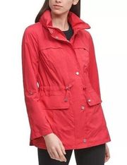 Cole Haan Packable Hooded Water-Resistant Anorak Coat Sz Medium Red NEW