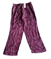 Scotch & Soda Gia Pants Mid Rise Wide Leg Maroon White Black Satin Size XL NWT