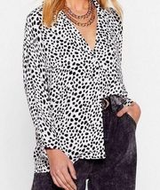 Nasty Gal Dalmatian Print Button Front Dotty about You Shirt White Black 2