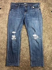 Old Navy Women’s Blue Distressed Denim Mid Rise Boyfriend Jeans Size 16