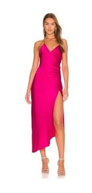 SER.O.YA Retrofête Emma Silk Slip Dress High Slit Fuchsia Pink XXS NWT