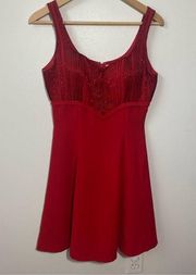 Tiffany Designs Fit and Flare Beaded Sweetheart neckline Mini Dress