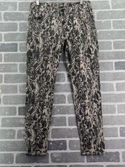 True Religion Casey Black & Tan Feathered Pattern Jeans Size 31