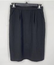 Jacqueline Ferrar VINTAGE Lined Straight Pencil Skirt Size 6 Black Wool Blend