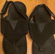 Vionic Nikki sandals in black suede, size 7.5