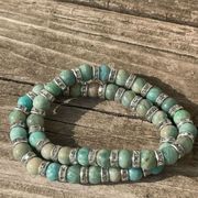 Amazonite ONE stretch bracelet NEW 7.5” rhondelle Amazon stone crystal beaded be