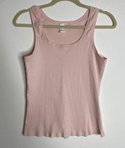 Hanro Women's Pink Sleeveless Scoop Neck Ribbed Tank Top Size S