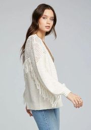 Saltwater Luxe Rillo Sweater Size Medium Open  Cardigan Fringe Crochet  NWT