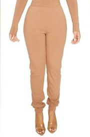 Naked Wardrobe Snatched High Waist Ribbed Joggers size Large