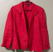 Ellen Tracy Linda Allard Jacket Blazer Red Linen Size 6