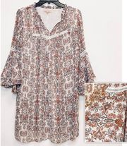 Gibson Latimer 1X Boho Peasant Mini Dress with Bell Sleeves