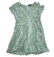 Motel Rocks Dress Women Large Blue Green Galova Floral Print Mini V Neck Viscose