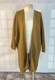 Boohoo Plus Long Sleeve Open Front Knitted Camel Color Sweater Cardigan Size 16