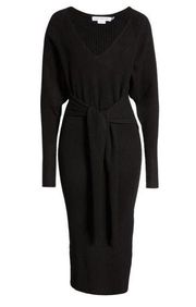 Good American Rib Knit Long Sleeve Body-Con Midi Dress