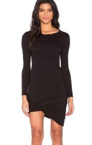 PAM & GELA ASYMMETRIC BLACK RUCHE KNIT DRESS