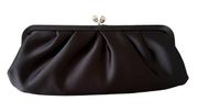 White House Black Market small satin clutch black purse evening handbag