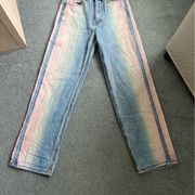 They are beautiful urban outfitters jeans with colors down the side.