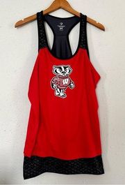 Wisconsin Badgers Colosseum Black Red Razor Back Tank Top XL