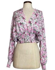 INC  floral cropped cardigan