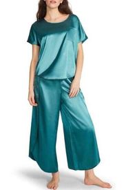 BB Dakota Women's Satin 2-Piece Short Sleeve & Pant Lounge Set L