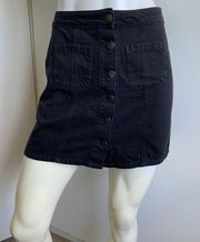 Garage XS button front black denim mini-skirt