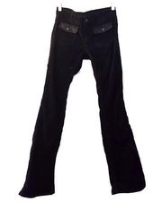 Zadig & Voltaire Cameron Corduroy Flared Pants Leather Pockets Black