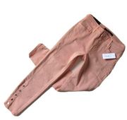 NWT J Brand Suvi in Distressed Pink Lace Button Hem Utility Crop Stretch Jean 28