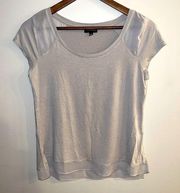 THE LIMITED Women’s Gray Scoop Neck Short Sleeve Mixed Media Top Size M